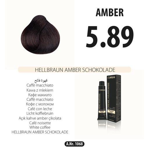 [Fem1068-] FemMas (5.89) Coloration Cheveux Châtain Clair Ambre Chocolat 100ml