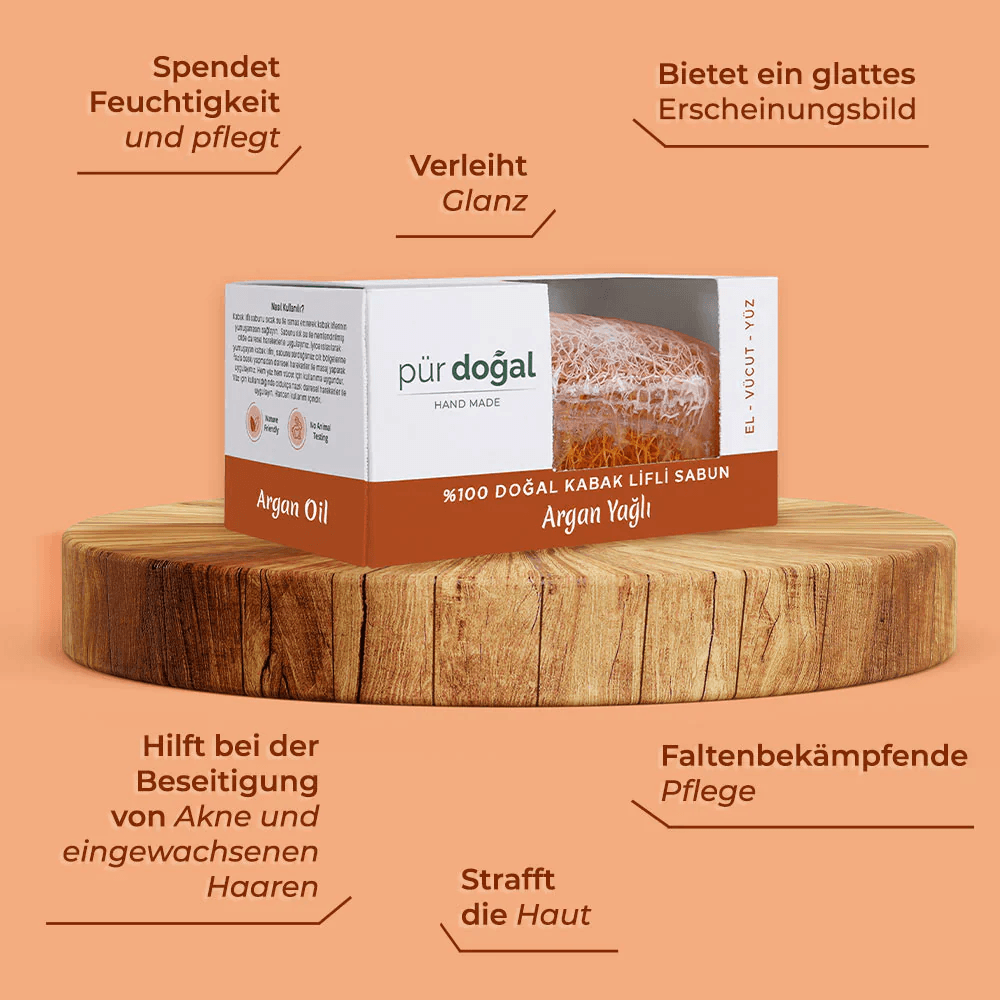 Pür Doğal 100% Natürliche Kürbisfaser Seife mit Argan Öl 130gr