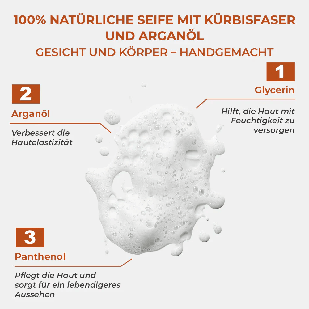 Pür Doğal 100% Natürliche Kürbisfaser Seife mit Argan Öl 130gr