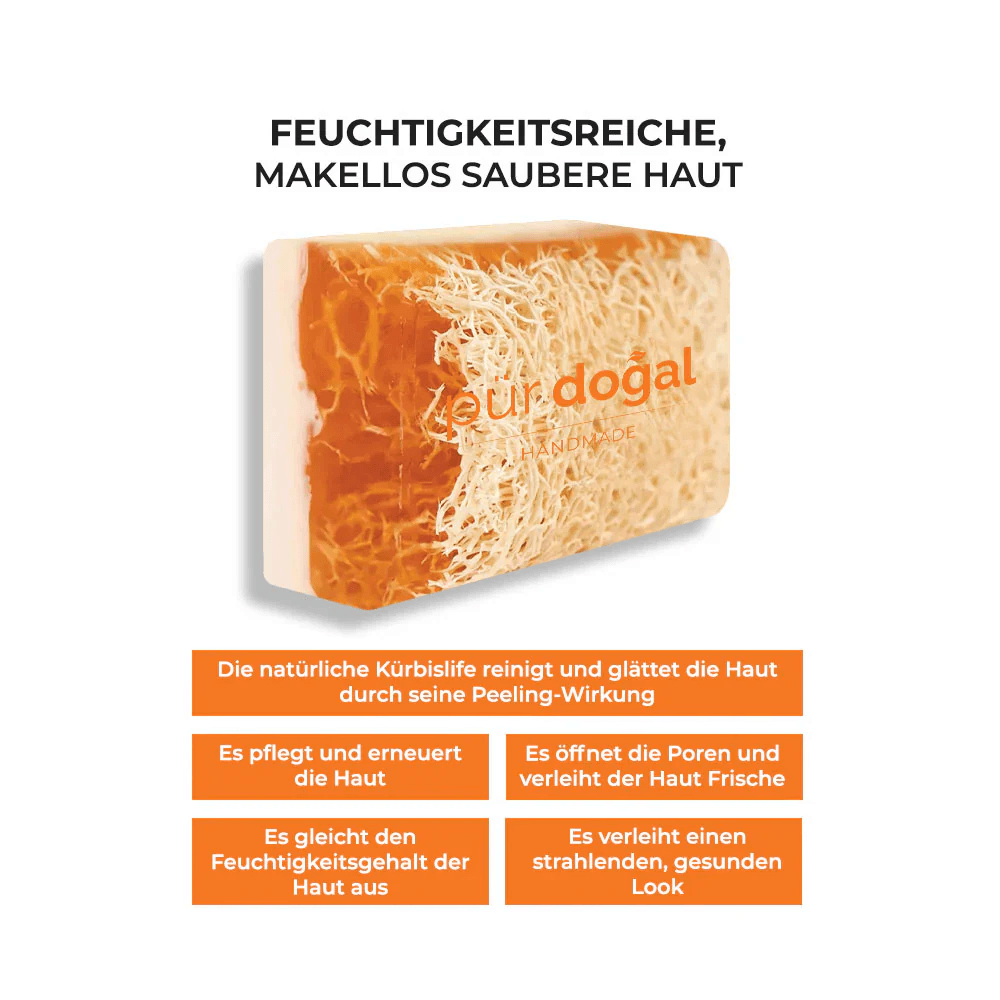 Pür Doğal 100% Natürliche Kürbisfaser Seife mit Eselmilch und Honig 130gr