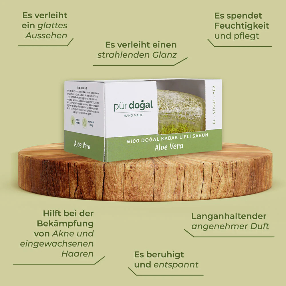 Pür Doğal 100% Natürliche Kürbisfaser Seife mit Aloe Vera 130gr