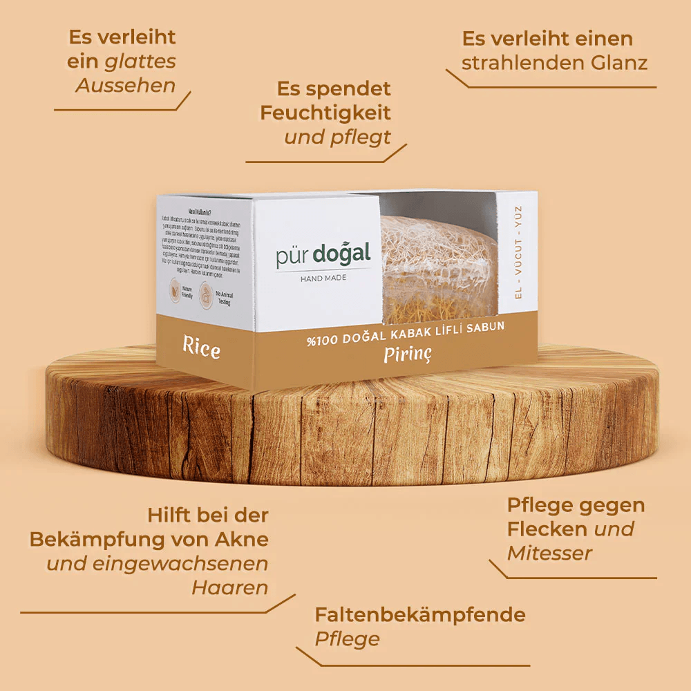 Pür Doğal 100% Natürliche Kürbisfaser Seife mit Reisenextrakt 130gr