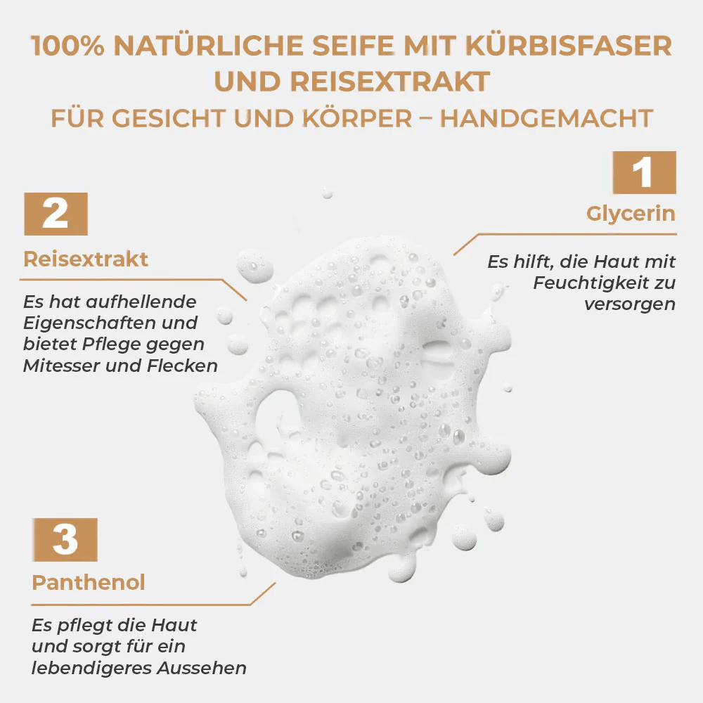 Pür Doğal 100% Natürliche Kürbisfaser Seife mit Reisenextrakt 130gr