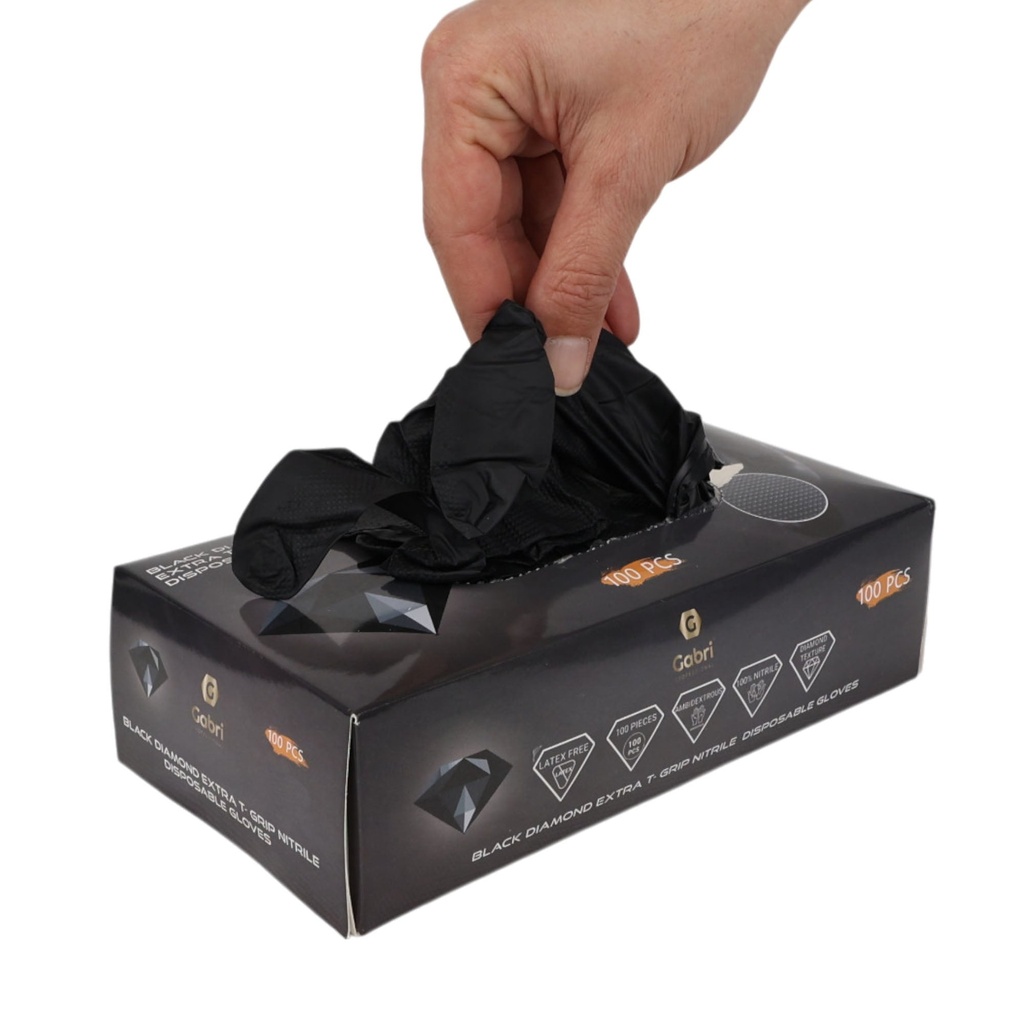 Gabri Extra T-Grip Nitrilhandschuhe Schwarz S