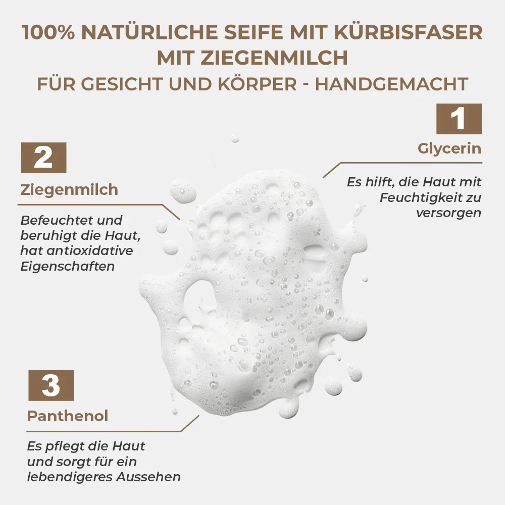 Pür Doğal 100% Natürliche Kürbisfaser Seife mit Ziegenmilch 130gr