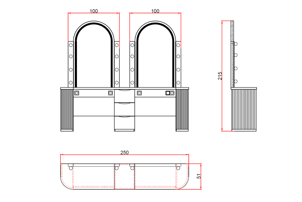 Alpeda-Melina Doppel-Make-up-Einheit