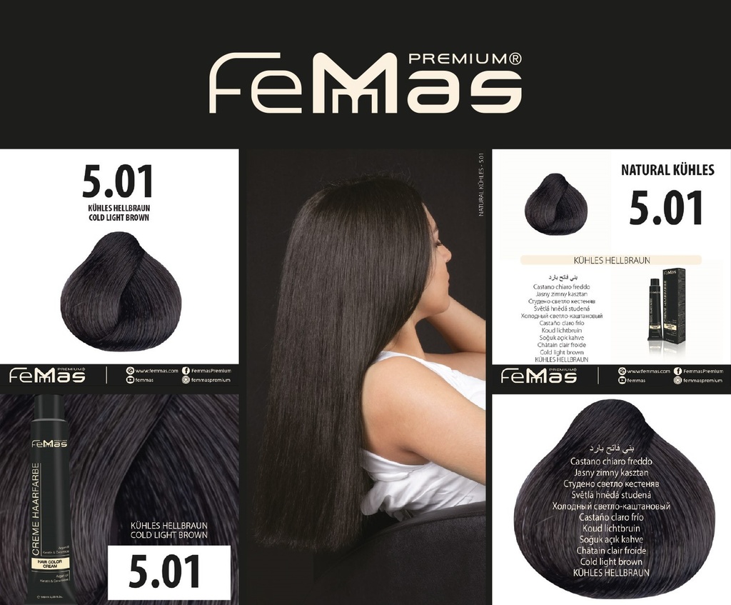 FemMas Haarfarbe Kaltes Hellbraun (5.01) 100ml