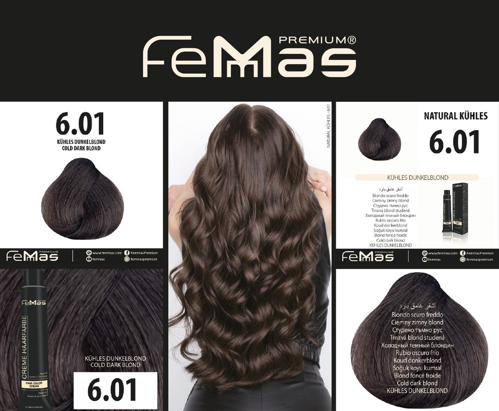 FemMas Haarfarbe Kaltes Dunkelblond (6.01) 100ml