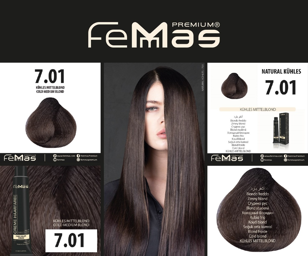 FemMas Haarfarbe Kaltes Blond (7.01) 100ml