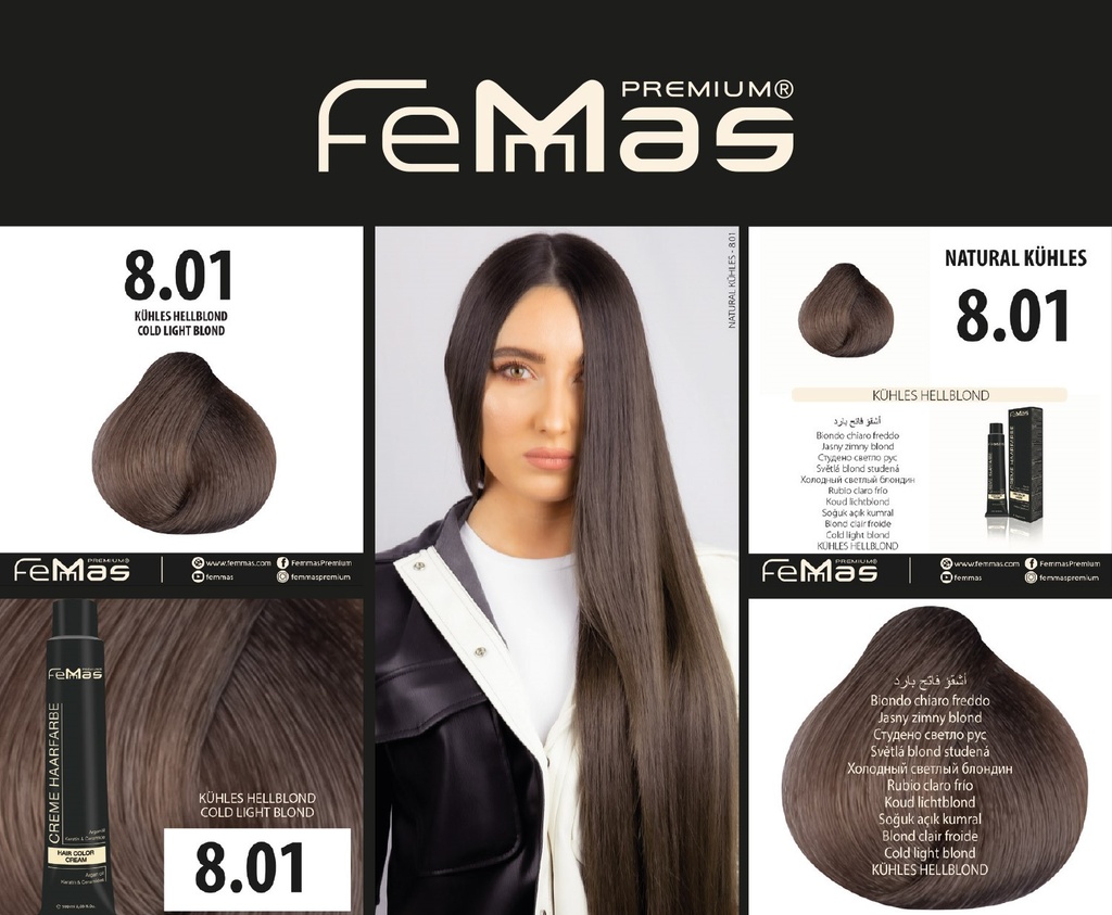 FemMas Haarfarbe Kaltes hellblond (8.01) 100ml