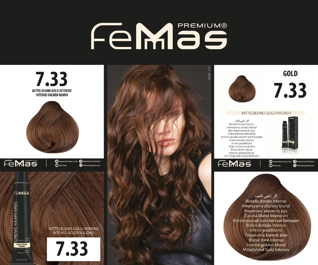 FemMas Haarfarbe Mıttelblond Gold Intensiv (7.33) 100ml