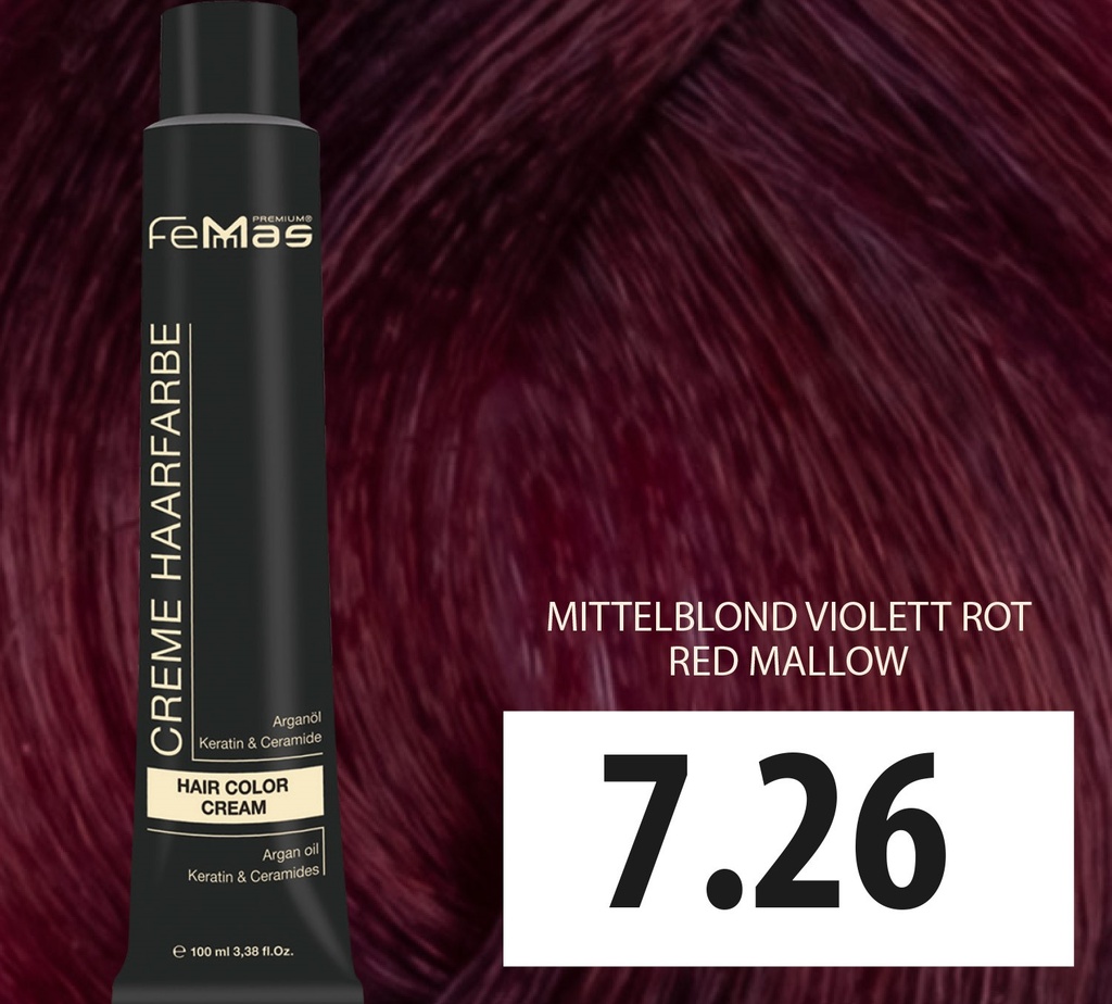 FemMas Haarfarbe Mıttelblond Vıolett Rot (7.26) 100ml