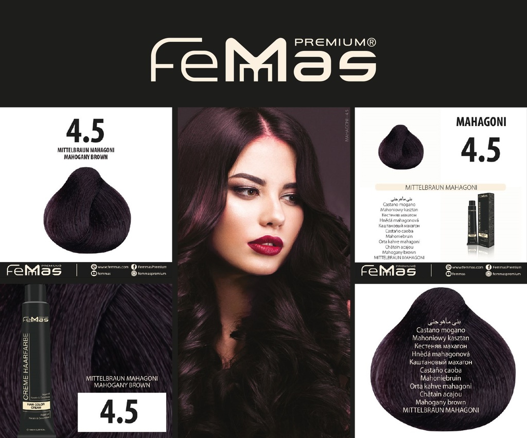 FemMas Haarfarbe Mıttelbraun Mahagonı (4.5) 100ml