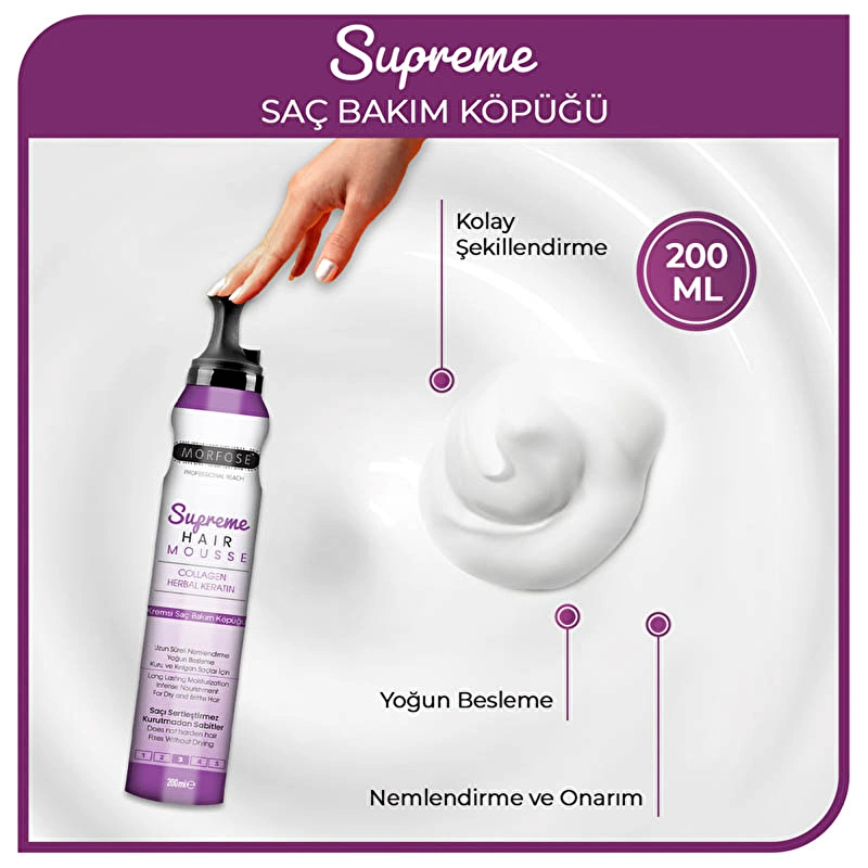 Morfose Supreme Hair Mousse Collagen Herbal Keratin 200 ml