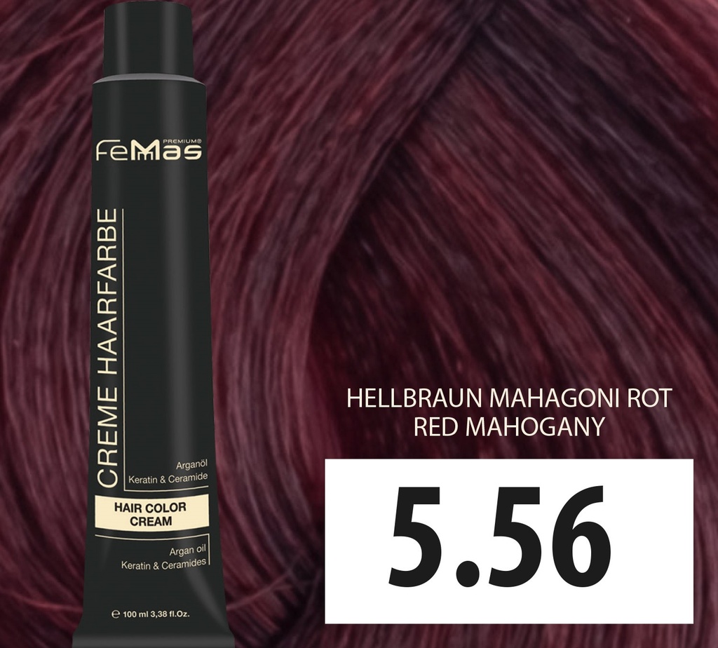 FemMas Haarfarbe Hellbraun Mahagonı Rot (5.56) 100ml