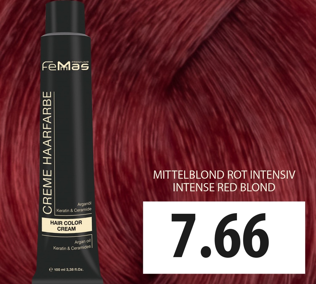 FemMas Haarfarbe Mıttelblond Rot Intensiv  (7.66) 100ml