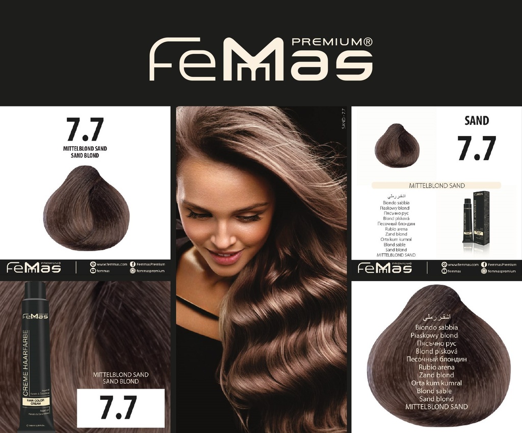 FemMas Haarfarbe Mıttelblond Sand (7.7) 100ml