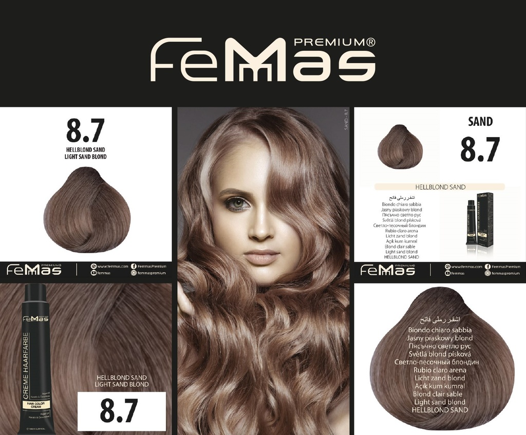 FemMas Haarfarbe Hellblond Sand (8.7) 100ml