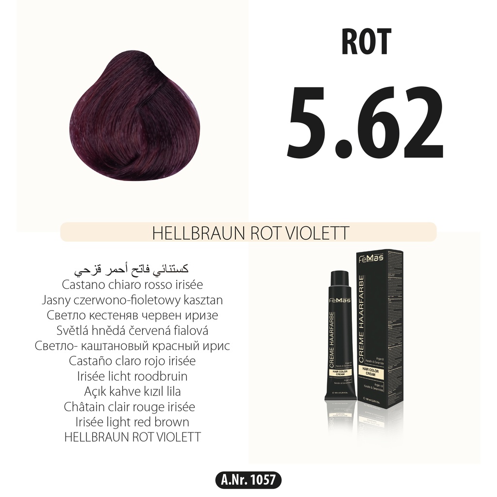 FemMas (5.62) Coloration Cheveux Châtain Clair Rouge Violet 100ml