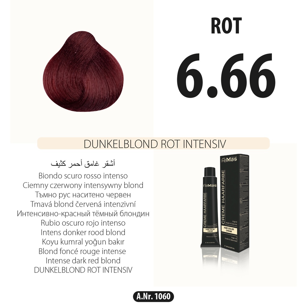 Femmas (6.66) Hair Color Dark Blonde Red Intense 100ml