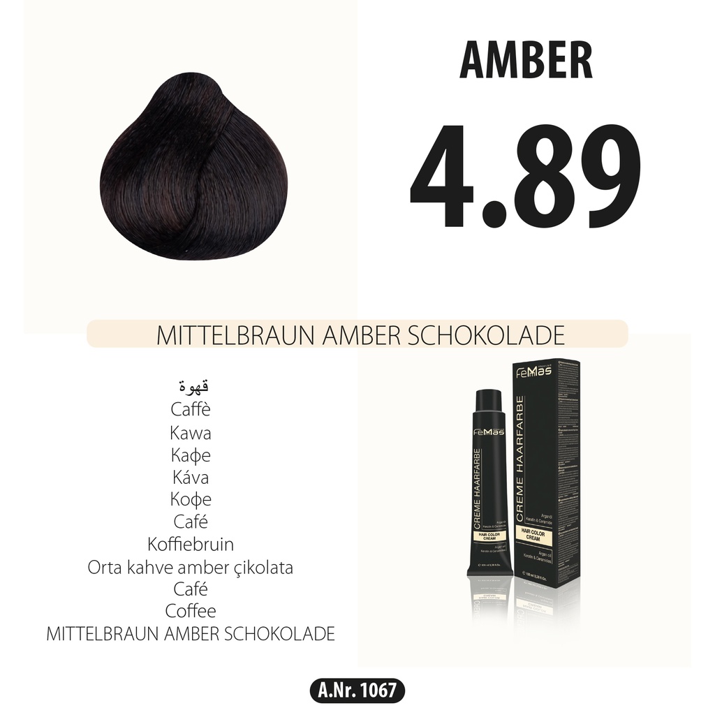 (4.89) Hair Color Medium Brown Amber Chocolate 100ml