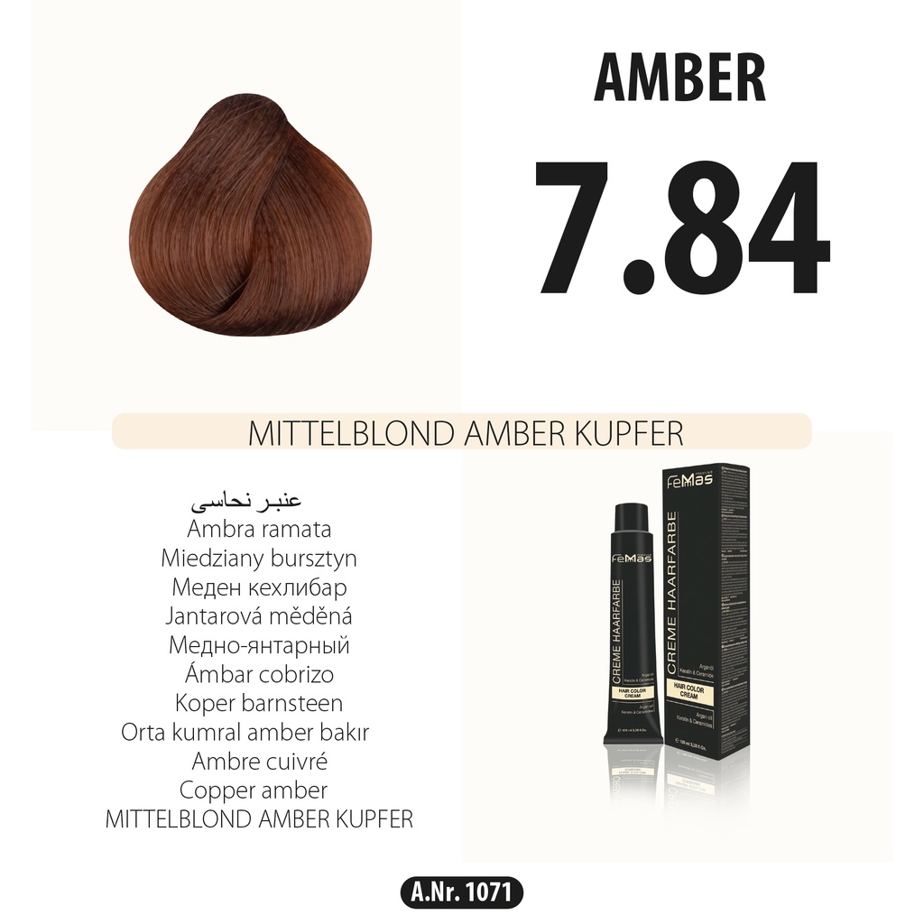 Femmas (7.84) Coloration Cheveux Blond Moyen Cuivre Ambré 100ml