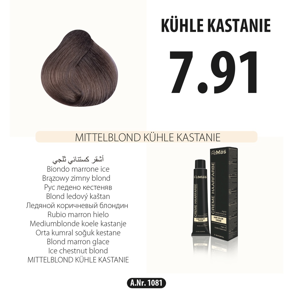 Femmas (7.91) Haarfarbe Mittelblond Kühle Kastanie 100ml