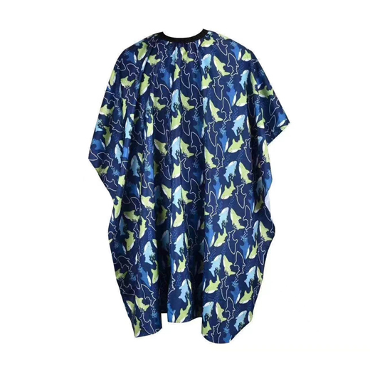 [THBU-14] BATE Kinder Friseur Umhang Shark Design Dunkelblau – Barber Cape für Kinder, wasserabweisend & antistatisch