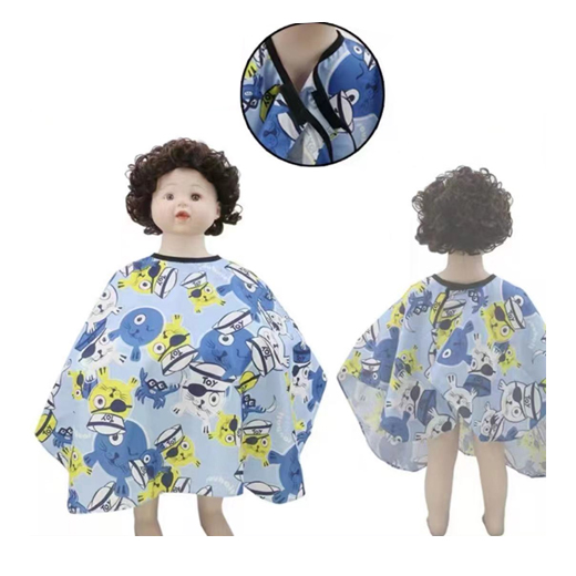 BATE Kids Barber Cape Cartoon Design Light Blue – Hair Cutting Cape for Children, Water-Resistant & Anti-Static