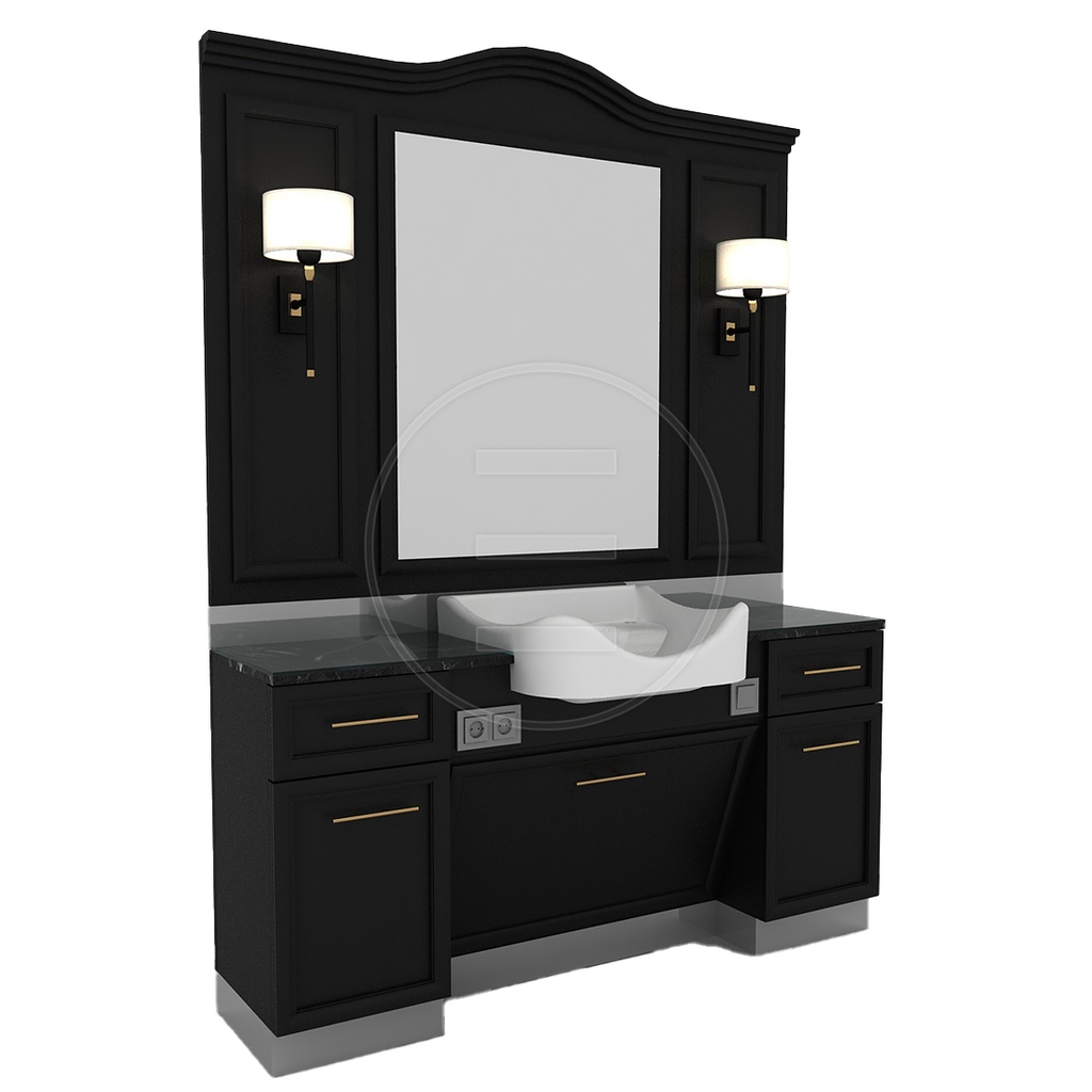 [AP18590] Alpeda-Antique Man Black Barber Station Unit