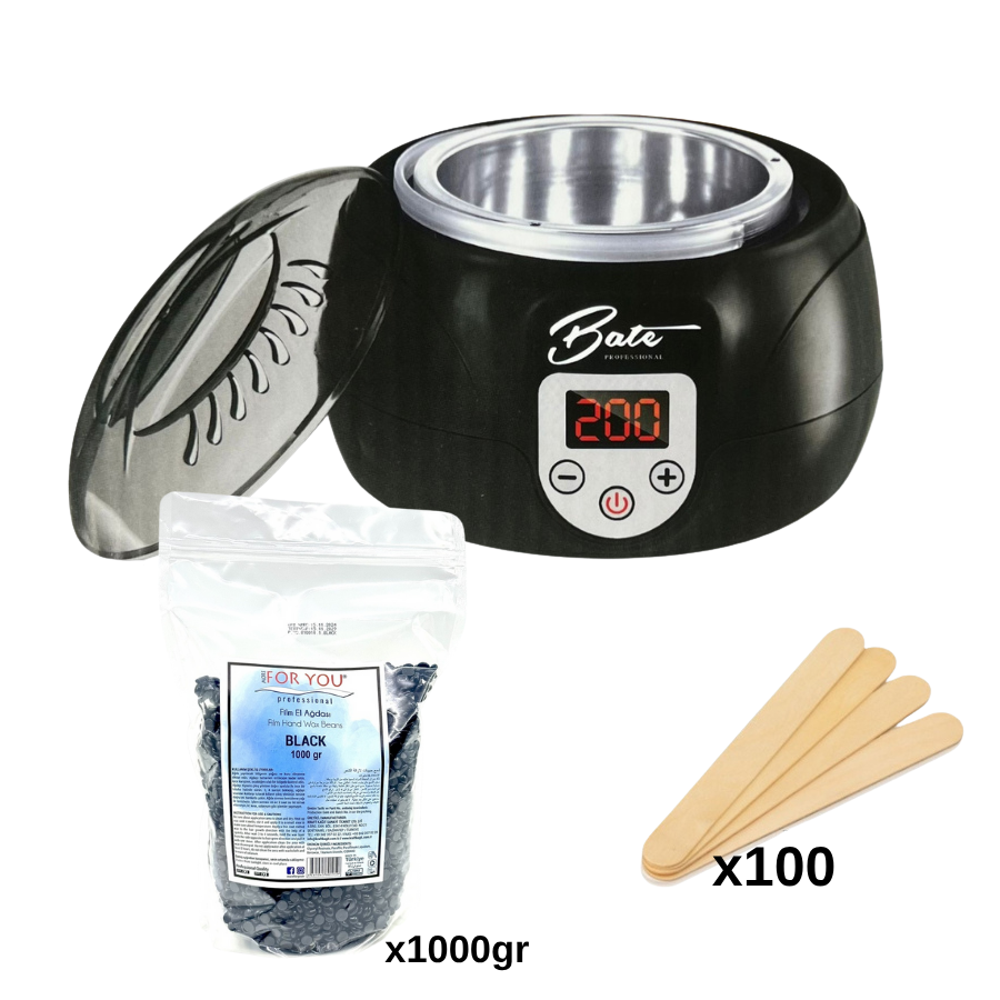 Bate Wachswärmer Schwarz Set 02