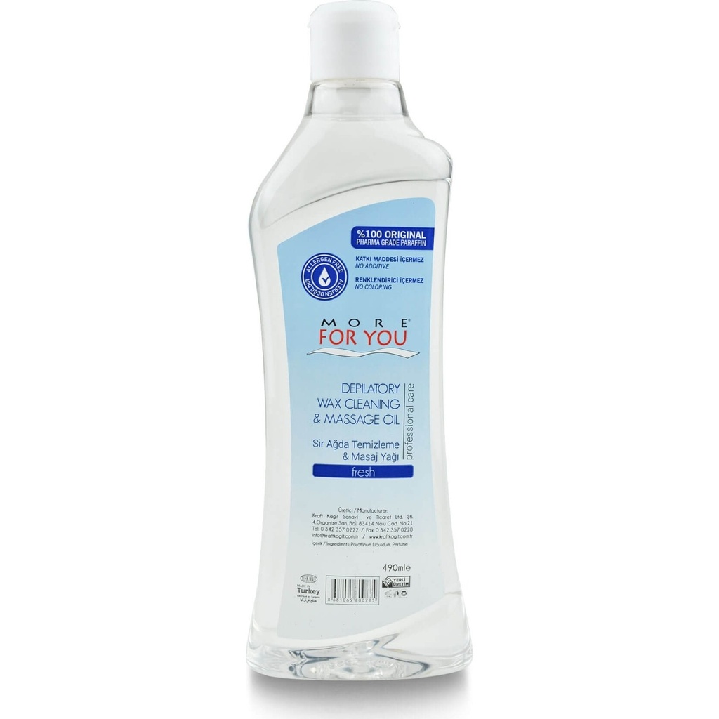 Mehr für dich Depilatory Wax Cleaning & Massage Oil 490ml Fresh