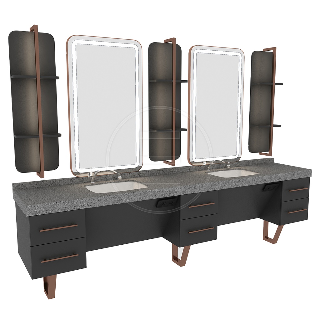 [AP2205] Alpeda-Sova Grey (p.p) Barber Station Unit