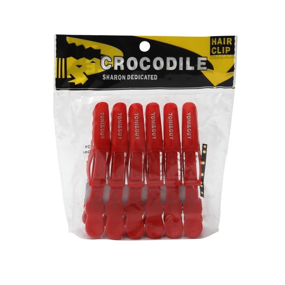 Krokodil Sharon Gewidmete Haarklammern (6 Stück, Farbe: Rot)