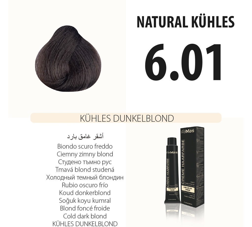 Femmas (6.01) Tinta per capelli Biondo scuro freddo 100ml