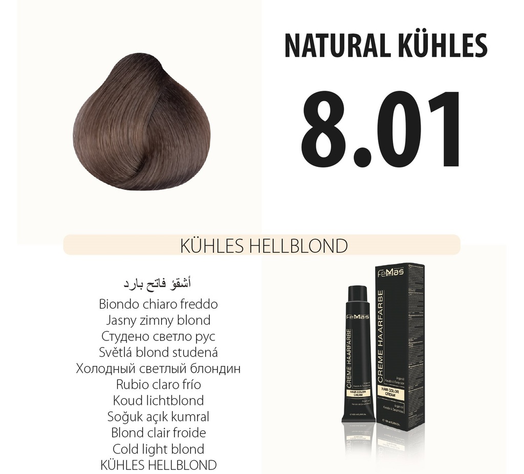 Femmas (8.01) Tinta per capelli Biondo chiaro freddo 100ml