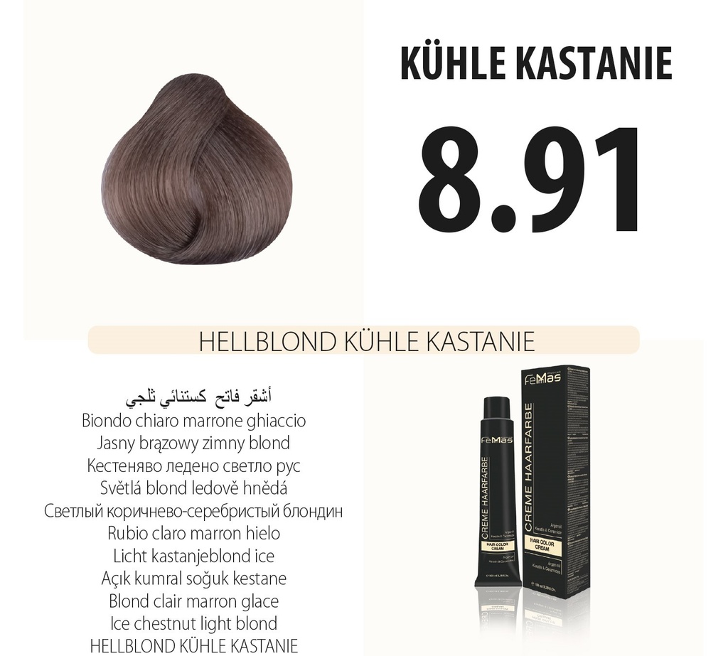 Femmas (8.91) Tinta per capelli Biondo chiaro Castano freddo 100ml