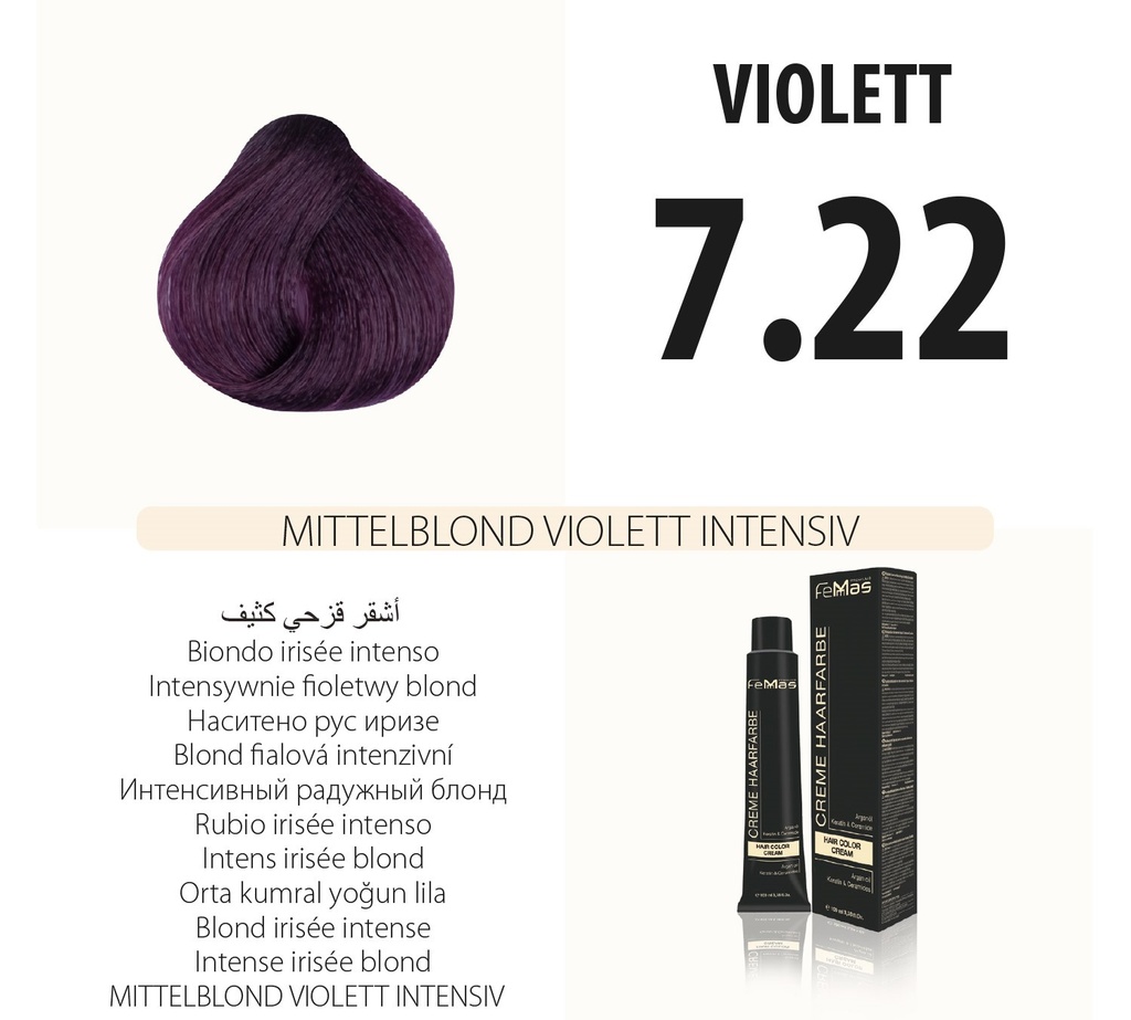 Femmas (7.22) Tinta per capelli Biondo medio Violet Intensıv 100ml