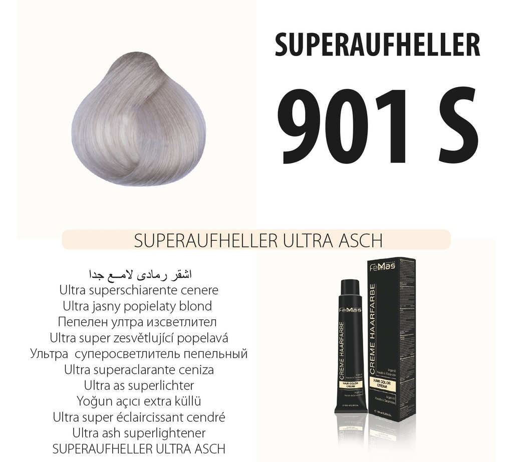 Femmas (901S) Hair Color Super Brightener Ultra Ash 100ml