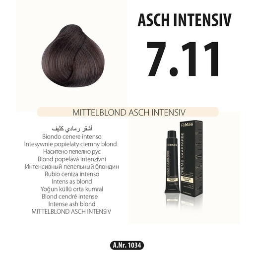 Femmas (7.11) Hair Color Medium Blonde Ash Intensive 100ml