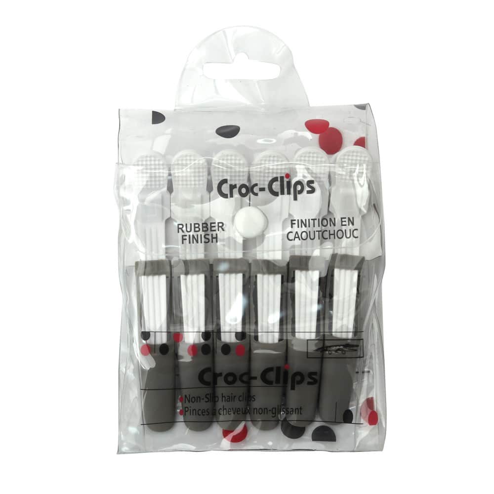 Croc Haar Klammern Plastik 6 Stück (Grau-Weiss)