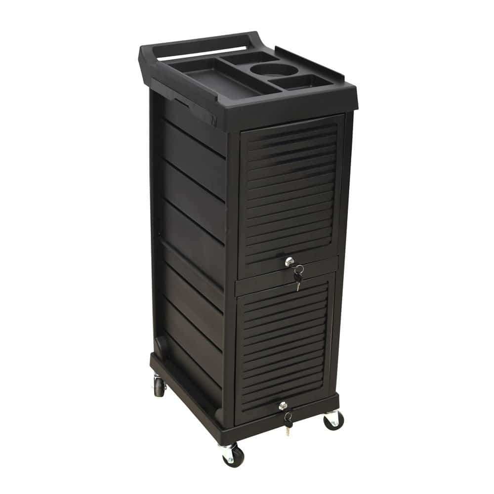 [ART:16030] BATE Salon Trolley with Drawers, Side Trays & Lockable Cabinet – Professional Rolling Hairdresser Cart