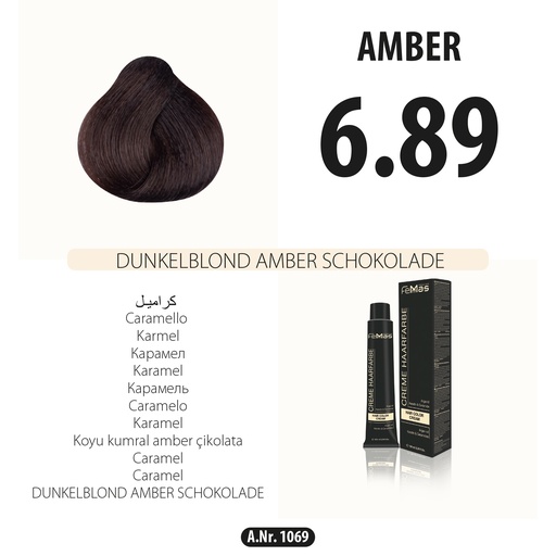[Fem1069-] (6.89) Coloration Cheveux Blond Foncé Chocolat Ambré 100ml