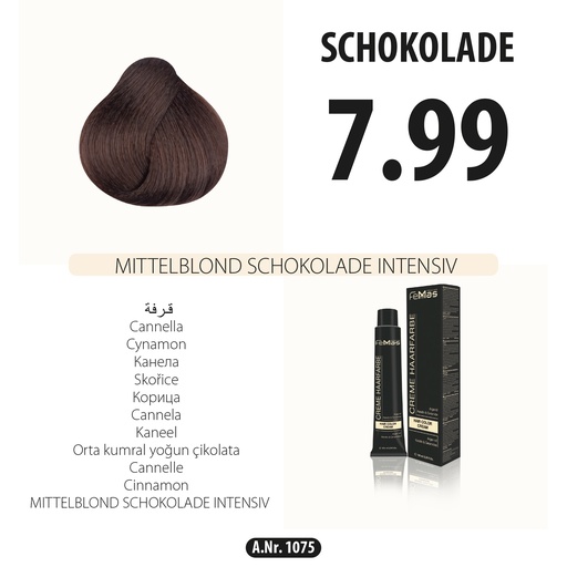 [Fem1075-] (7.99) Coloration Cheveux Blond Moyen Chocolat Intense 100ml