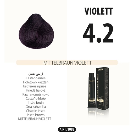 [Fem1083] (4.2) Coloration Cheveux Châtain Moyen Violet 100ml