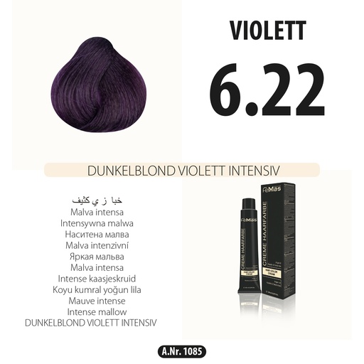 [Fem1085-] (6.22) Coloration Cheveux Blond Foncé Violet Intense 100ml