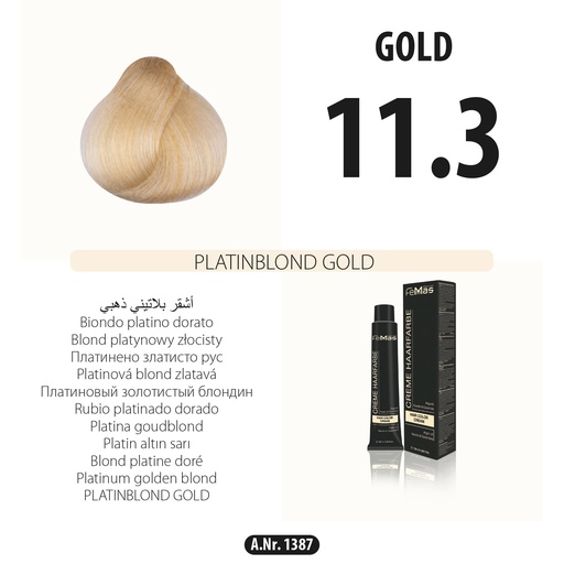[Fem1387] FemMas (11.3) Hair Color Light Platinum Blonde Gold 100ml