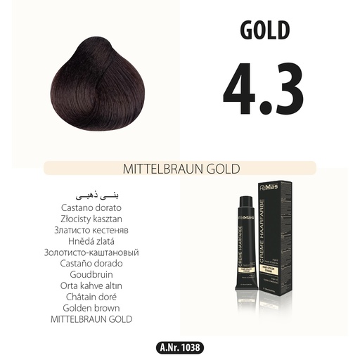 [Fem1038] FemMas (4.3) Hair Color Medium Brown Gold 100ml